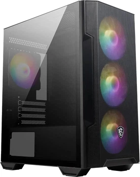 Корпус для ПК MSI MAG FORGE M100R / Micro-ATX Tower / 4x ARGB / Закаленное стекло / Без БП / Черный (101642360) - Уценка