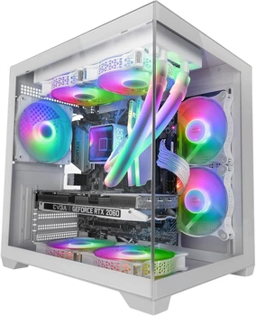 Корпус для ПК Mars Gaming MC-VIEW2 / Micro-ATX / Без БП / 1x120mm FRGB / USB 3.0 / Белый (101640670) - Уценка