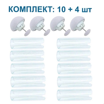 Комплект Фиксатор простыни Прозрачный 10шт + Держатель-Иголка для Одеяла Серый 4шт