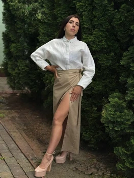 Конопляна сорочка з вишитими манжетами XXL