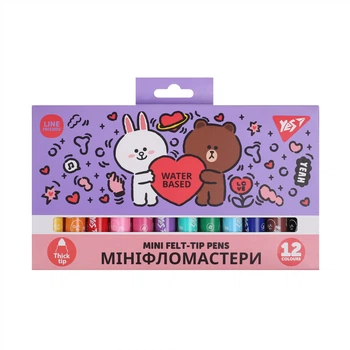 Фломастери Yes Line Friends Mini 12 кольорів