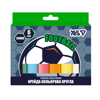 Крейда кольорова Yes Football JUMBO 6 штук