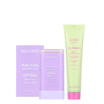 Набор для лица Hollyskin – солнцезащитный стик Multi Care. SPF 50+ очищающий крем So Clean 40 мл