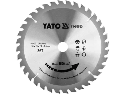 Диск пильный твердосплавный YATO по дереву 190 x 20 x 2.2 x 1.5 мм 18 зубьев YT-60635