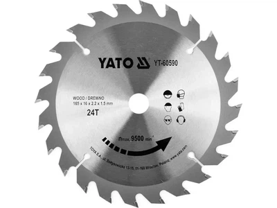 Диск пильный твердосплавный YATO по дереву 165 x 16 x 2.2 x 1.5 мм 24 зуба YT-60590