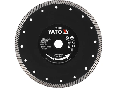 Диск отрезной алмазный YATO TURBO для греса и керамики 230 x 2 x 10 x 22.2 мм для мокрой и сухой резки YT-59985