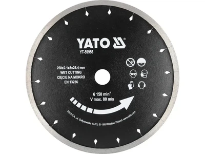 Диск отрезной алмазный YATO для керамики 250/25.4 x 2.1 мм для мокрой резки YT-59956