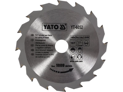 Диск пильный твердосплавный YATO по дереву 140 x 20 x 2.8 x 2.0 мм 16 зубьев YT-6052