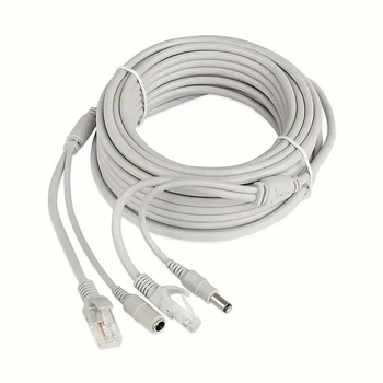 Готовий комбінований кабель RJ45 з DC завдовжки 10 метрів, мідний, призначений для систем відеоспостереження