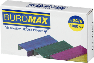 Набор скоб Buromax №24/6 10 уп по 1000 шт Цветные (BM.4422)