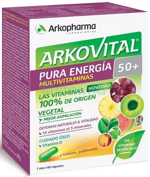 Roslinne witaminy Arkopharma Arkovital Vitamins & Minerals Senior 50+ Multiwitaminy dla osob starszych 60 kapsulek (3578830122942)