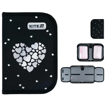 Пенал KITE K26-622-5 1 відділення, 2 відвороти, без наповнення Black Silver