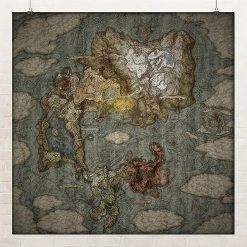 Постер Карта игрового мира Elden Ring, декор в комнату геймера, A3 30×30 см (id3978)