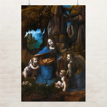 Постер Мадонна в скелях, Леонардо да Вінчі, Leonardo da Vinci, Virgin of the Rocks, A3 42×28 см (id6758)