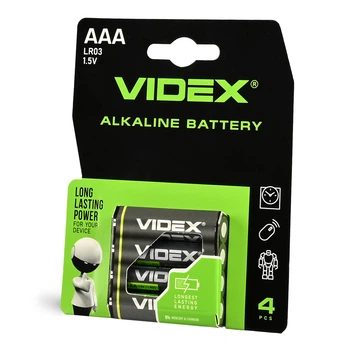 Батарейка щелочная Videx LR03/AAA 4шт в блистере