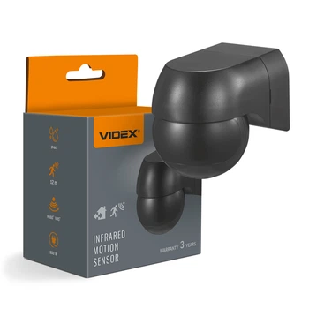 Датчик движения и освещенности VIDEX VL-SPW11B 220V 800W IP44 инфракрасный черный