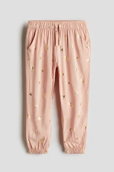Легкие брюки джоггеры из вискозы для девочки H&M 140 см Пыльно-розовый