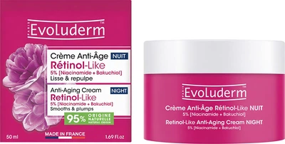 Нічний антивіковий крем для обличчя Evoluderm Retinol-Like Anti-Aging Night Cream 50 мл (3760420250917)