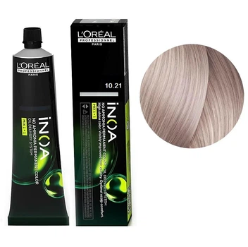 Стійка фарба для волосся L'Oreal Professionnel Paris без аміаку INOA 10.21 Дуже світлий блондин перламутровий попелястий 60 мл