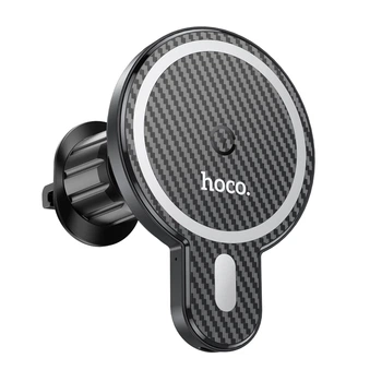 Автодержатель для телефона с БЗУ HOCO CA85 Ultra-fast magnetic wireless charging car holder Black (6931474745484)
