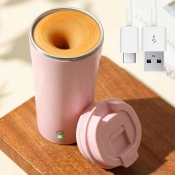 Термочашка-мешалка на 400 мл, с USB, Розовый