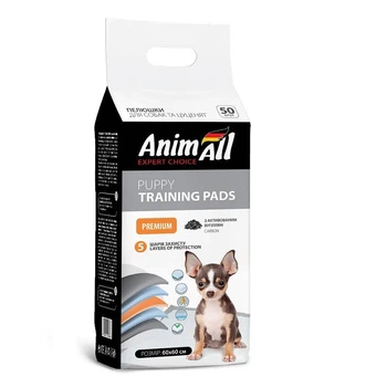 Пелёнки для собак AnimAll, 60x60 см, с активированным углем, 50 шт/уп