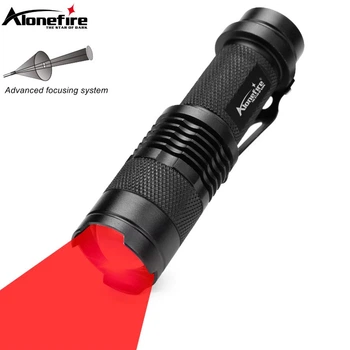 Мощный Телескопический Фонарик с красным светом Alonefire SK68 / LED фонарь с зумом / один режим свечения