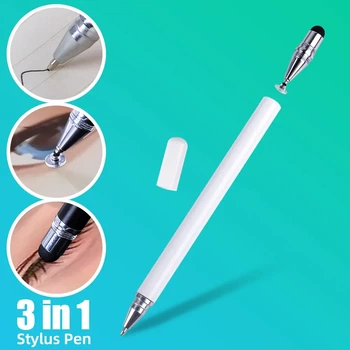 Универсальный Емкостный Стилус - Ручка 3 в 1 Белый Touch Pen для телефона планшета сенсорного экрана