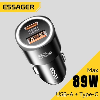 Автомобильное зарядное устройство Essager (ES-CC16) 89W / PD QC 3.0 / Gray / Car Charger USB-A Type-C