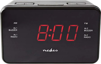 Радіобудильник Nedis AM / FM AUX Чорний (CLAR002BK)