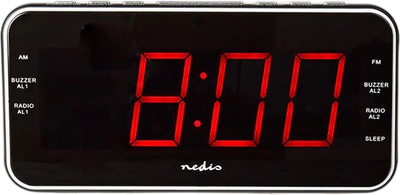 Радіобудильник Nedis AM / FM AUX Чорний (CLAR004BK)