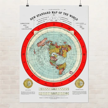 Постер Карта Глісона, пласка Земля, Alexander Gleason, Flat Earth Map (1892), A0 106×75 см (id6151)