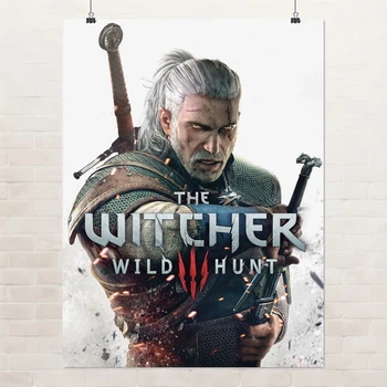 Постер Відьмак Геральт витягує меч, Witcher, декор в кімнату геймера, A3 40×30 см (id2705)