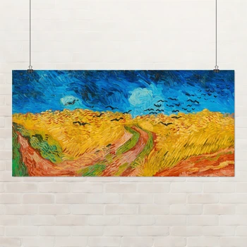 Постер Пшеничное поле с воронами, Винсент ван Гог, Vincent van Gogh, Wheatfield, A3 20×42 см (id6659)