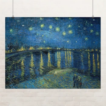 Постер Звёздная ночь над Роной, Винсент ван Гог, Vincent van Gogh, Starry Night, A3 30×40 см (id6660)