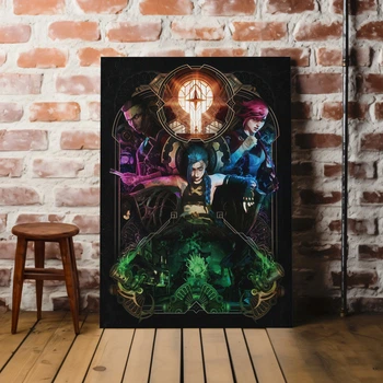 Интерьерная картина Аркейн: Лига Легенд, Джинкс, Ви, Силко, Arcane, League of Legends, LoL, плакат для геймера, 42×30 см (id4801)