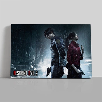 Інтер'єрна картина Оселя зла 2, Resident Evil 2, Леон Кеннеді, Клер Редфілд, плакат для геймера, 28×42 см (id6205)