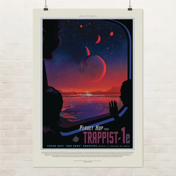 Постер Екзопланета у сузір'ї Водолія, Trappist-1e, астрономія, космос, A3 42×30 см (id0199)