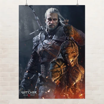Постер Відьмак Геральт із трофеями, Witcher, Geralt, декор в кімнату геймера, A3 42×30 см (id3758)