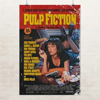 Постер Криминальное чтиво, Pulp Fiction (1994), культовое кино, Тарантино, A3 42×28 см (id2704)