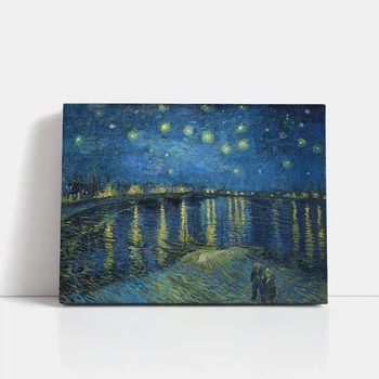Інтер'єрна картина Зоряна ніч над Роною, Вінсент ван Гог, Vincent van Gogh, Starry Night, 45×60 см (id6660)