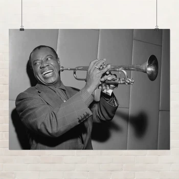 Постер Луи Армстронг с трубой, Louis Armstrong, jazz, джаз, постер музыканта, A3 30×40 см (id1741)