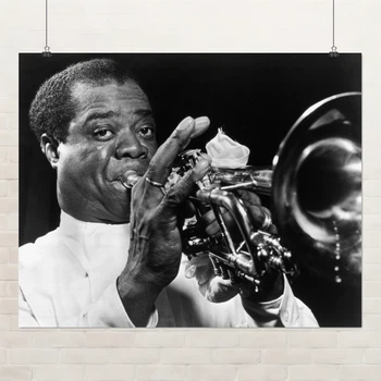 Постер Луи Армстронг с трубой, Louis Armstrong, jazz, джаз, постер музыканта, A3 30×37 см (id1742)