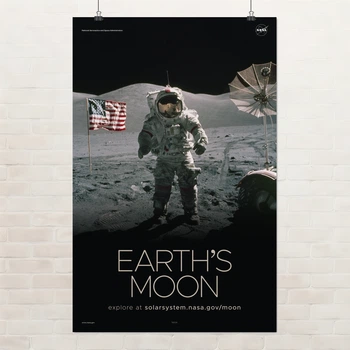 Постер Луна, спутник Земли, Moon, NASA, НАСА, космос, астрономия, A3 42×27 см (id7120)