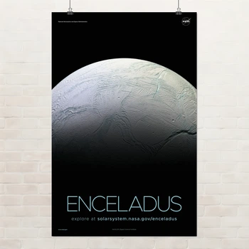 Постер Энцелад, спутник Сатурна, Enceladus, NASA, НАСА, космос, астрономия, A3 42×27 см (id7103)