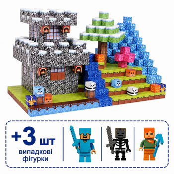 Магнітний конструктор Minecraft 100 шт + ПОДАРУНОК 3 фігурки по грі Майнкрафт Лід та Сніг Mk001012