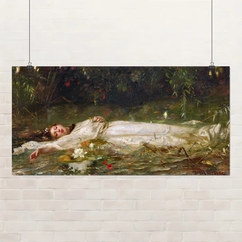 Постер Фридрих Хейзер, Офелия, Friedrich Heyser, репродукция картины, A3 21×42 см (id7011)