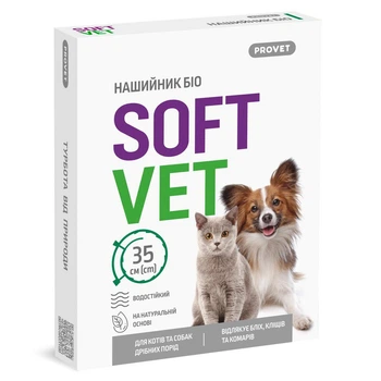 Нашийник Provet SOFTVET БІО для котів та собак дрібних порід репелентний 35 см, арт PR244115