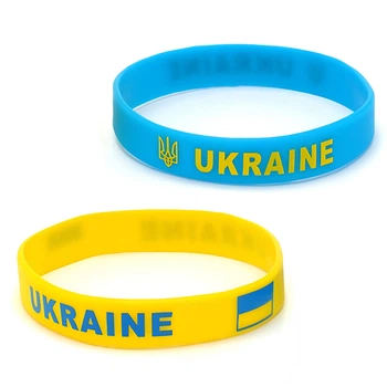 Патриотические силиконовые браслеты Украина UKRAINE с флагом и трезубцем 2 шт, 10 наборов