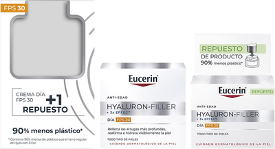 Zestaw do pielęgnacji twarzy Eucerin Hyaluron-Filler Krem na dzień SPF30 50 ml + Wymienny wkład 50 ml (4005800386145)